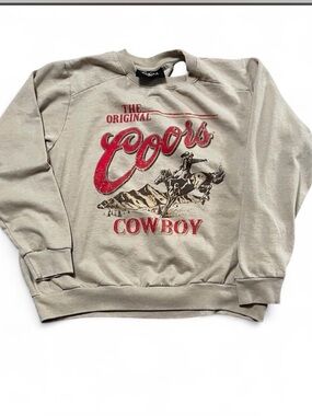 Coors Original Cowboy Crewneck Sweatshirt - Beige with Red Logo